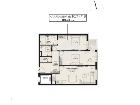 Тристаен апартамент в София, Зона Б-18 - 101 кв.м за 2209 €/кв.м - Снимка #1