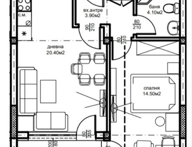 Двустаен апартамент в Пловдив, Южен - 56 кв.м за 774 €/кв.м - Снимка #1