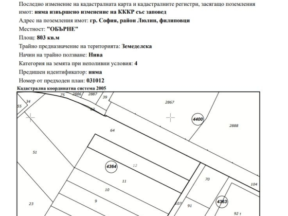 Парцел в София, Обеля 1 - 803 кв.м за 105 €/кв.м - Снимка #1