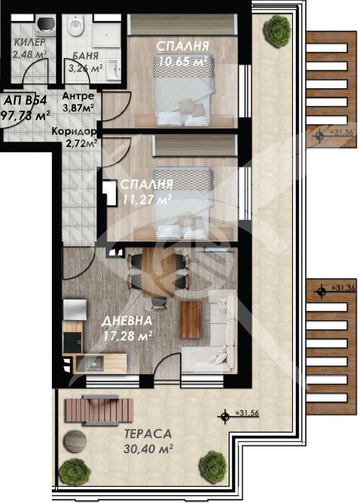 Тристаен апартамент в Пловдив, Кършияка - 112 кв.м за 854 €/кв.м - Снимка #1