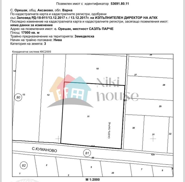 Парцел в с. Орешак, Област Варна - 17000 кв.м за 2 €/кв.м - Снимка #1