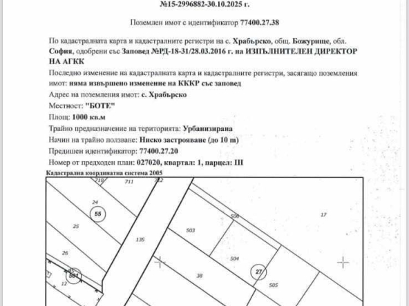 Парцел в с. Храбърско, Област София-област - 3000 кв.м за 33 €/кв.м - Снимка #1
