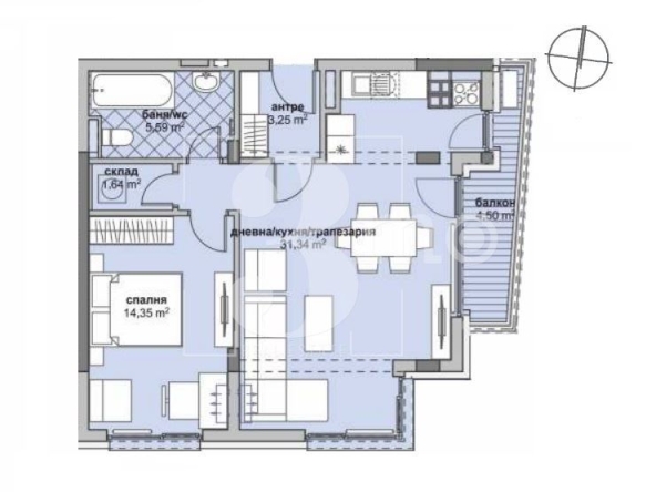 Двустаен апартамент в София, Люлин 6 - 87 кв.м за 1444 €/кв.м - Снимка #1