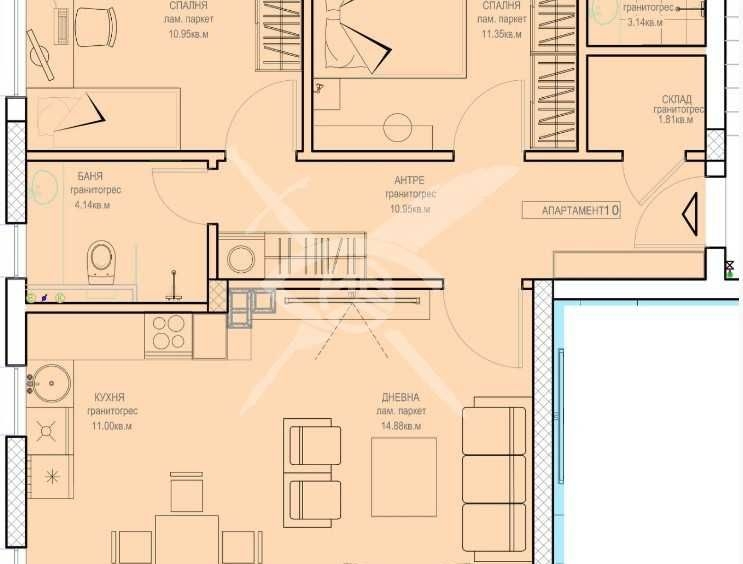 Тристаен апартамент в Пловдив, Остромила - 93 кв.м за 1006 €/кв.м - Снимка #1