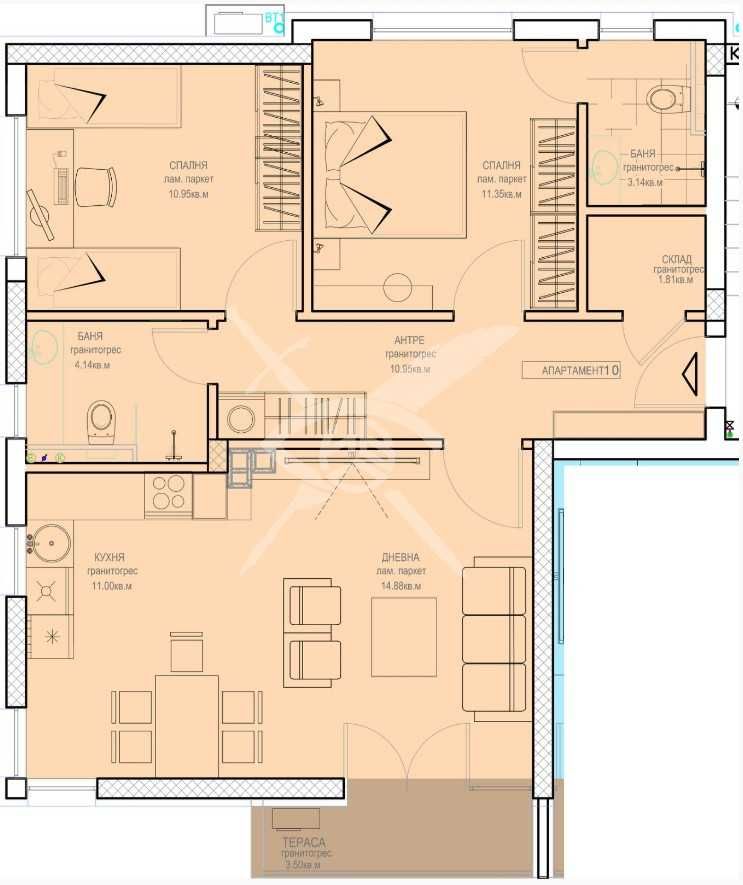 Тристаен апартамент в Пловдив, Остромила - 93 кв.м за 1006 €/кв.м - Снимка #1