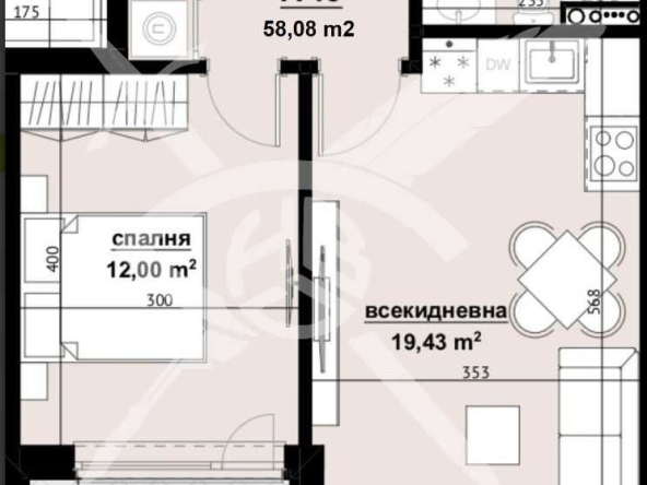 Двустаен апартамент в Бургас, Изгрев - 58 кв.м за 1173 €/кв.м - Снимка #1
