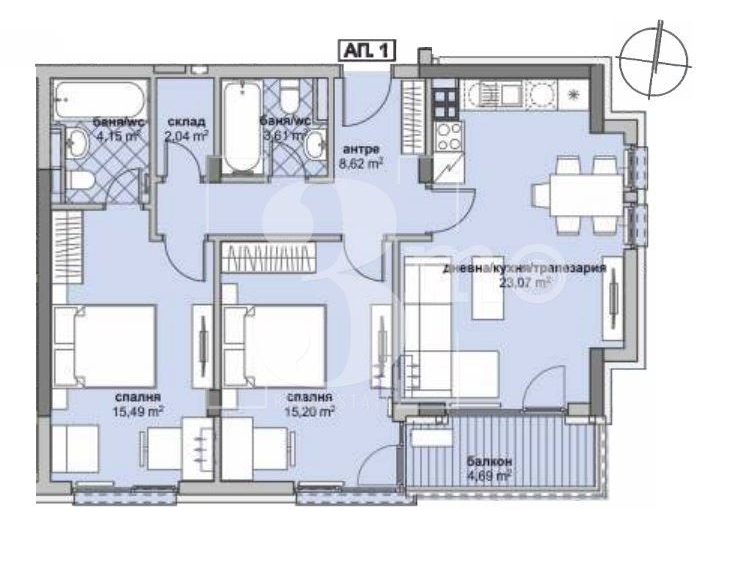 Тристаен апартамент в София, Люлин 6 - 108 кв.м за 1303 €/кв.м - Снимка #1