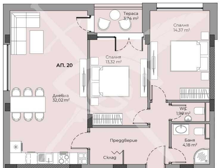 Тристаен апартамент в Пловдив, Христо Смирненски - 103 кв.м за 1812 €/кв.м - Снимка #1