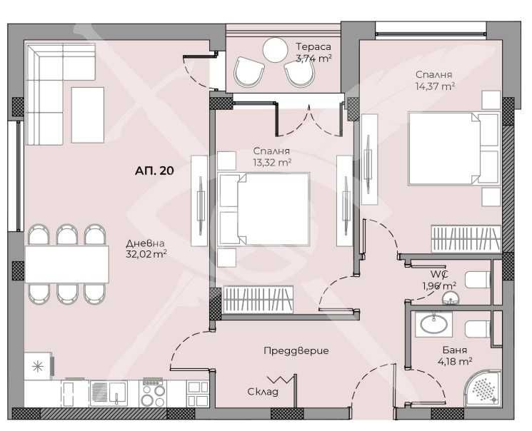 Тристаен апартамент в Пловдив, Христо Смирненски - 103 кв.м за 1812 €/кв.м - Снимка #1