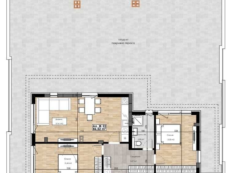 Тристаен апартамент в Пловдив, Остромила - 266 кв.м за 665 €/кв.м - Снимка #1