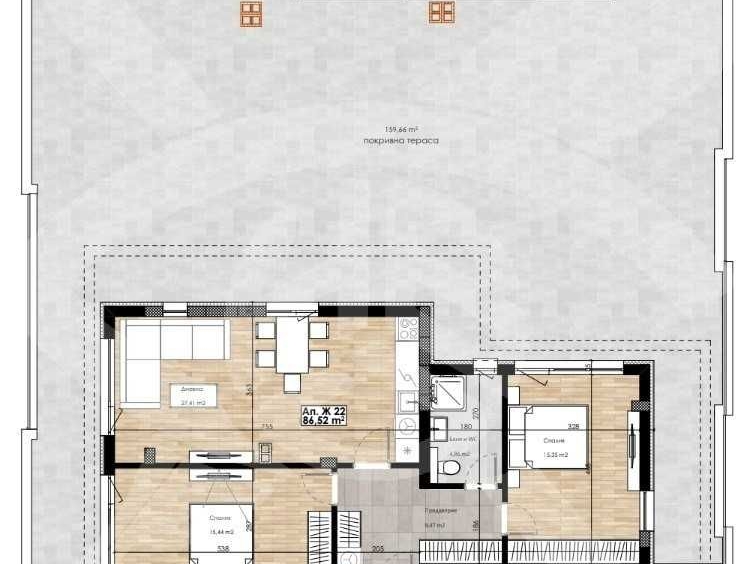 Тристаен апартамент в Пловдив, Остромила - 266 кв.м за 665 €/кв.м - Снимка #1