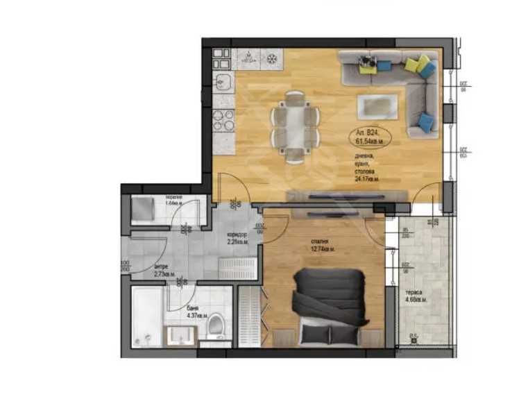 Двустаен апартамент в Пловдив, Остромила - 71 кв.м за 481 €/кв.м - Снимка #1