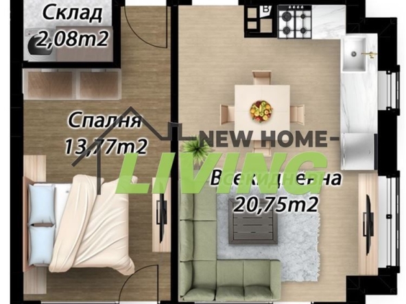 Двустаен апартамент в Пловдив, Беломорски - 74 кв.м за 645 €/кв.м - Снимка #1
