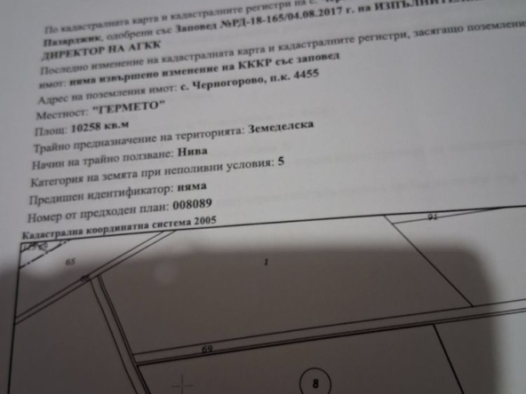 Земеделски имот в с. Черногорово, Област Пазарджик -  кв.м за 118 €/дка - Снимка #1