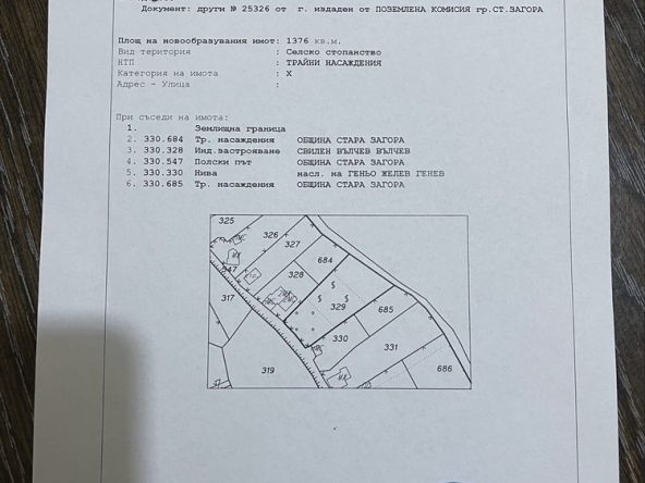 Парцел в с. Малка Верея, Област Стара Загора - 1376 кв.м за 37 €/кв.м - Снимка #1