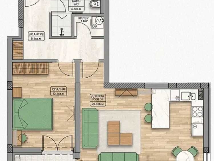 Двустаен апартамент в Пловдив, Кършияка - 86 кв.м за 760 €/кв.м - Снимка #1