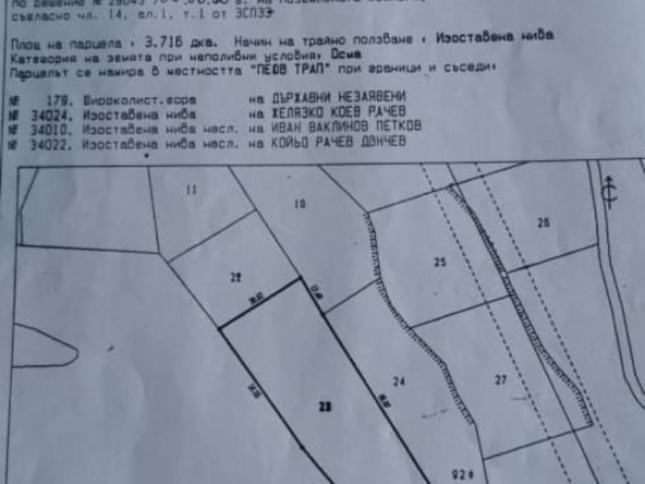 Земеделски имот в с. Ново село, Област Стара Загора -  кв.м за 7 €/дка - Снимка #1