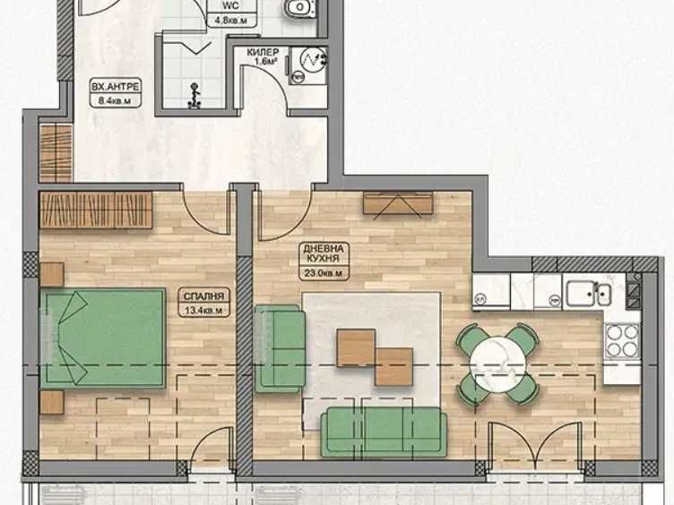 Двустаен апартамент в Пловдив, Кършияка - 89 кв.м за 764 €/кв.м - Снимка #1