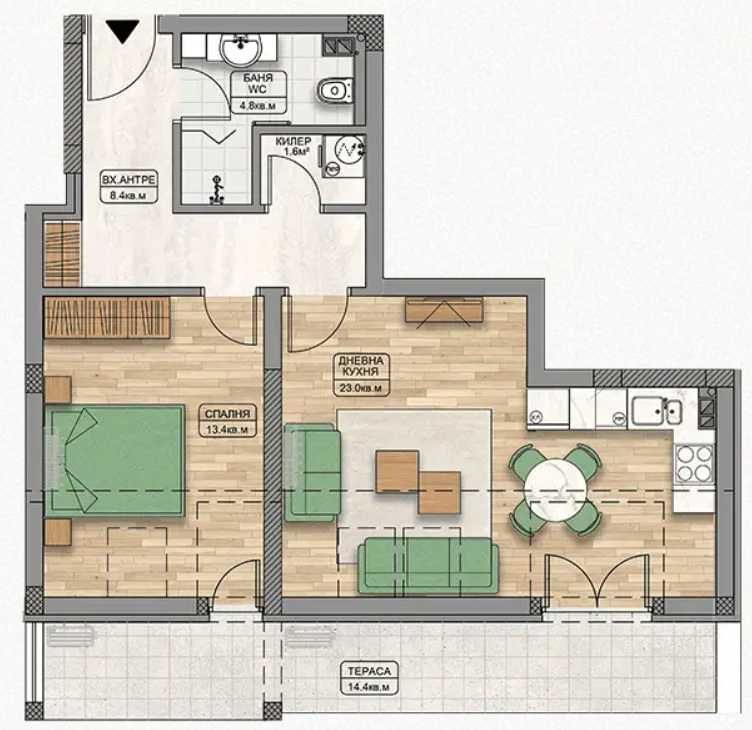 Двустаен апартамент в Пловдив, Кършияка - 89 кв.м за 764 €/кв.м - Снимка #1