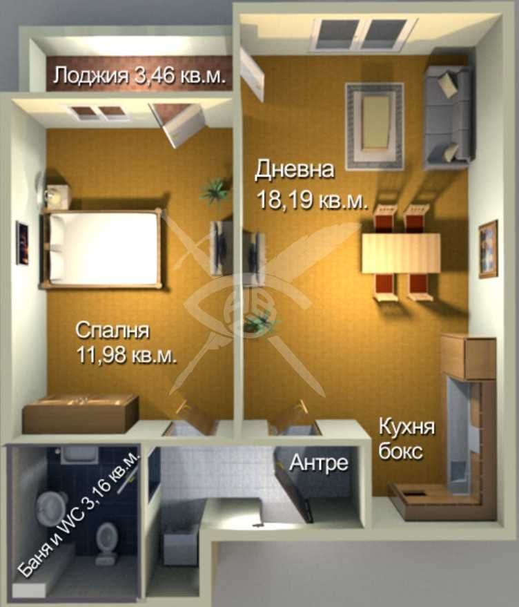 Двустаен апартамент в Бургас, Меден рудник - зона А - 57 кв.м за 1079 €/кв.м - Снимка #1