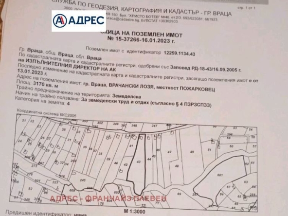 Парцел в Враца, Студентски град - 3170 кв.м за 3 €/кв.м - Снимка #1
