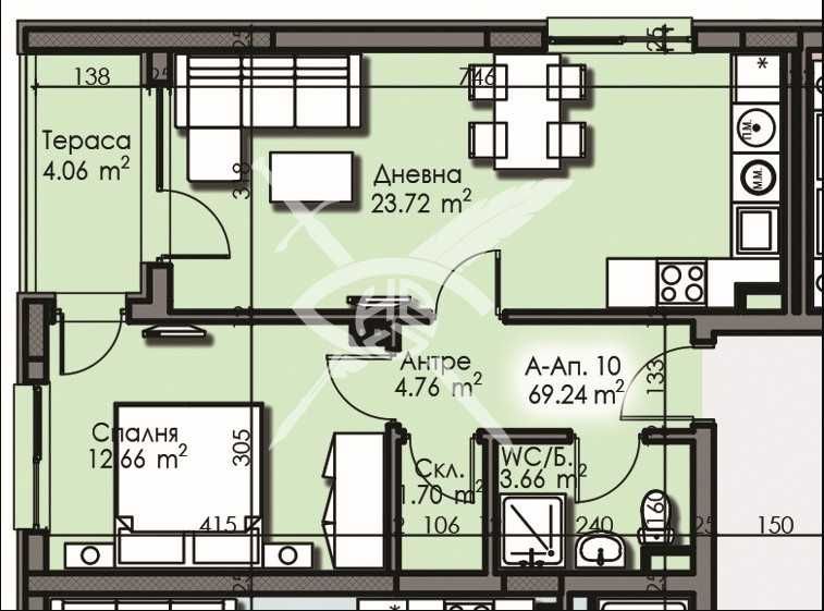 Двустаен апартамент в Бургас, Изгрев - 69 кв.м за 1154 €/кв.м - Снимка #1