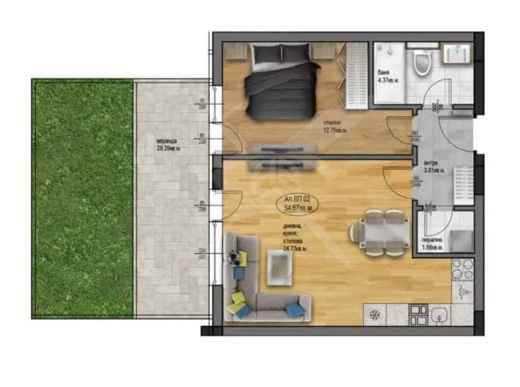 Двустаен апартамент в Пловдив, Остромила - 64 кв.м за 938 €/кв.м - Снимка #1