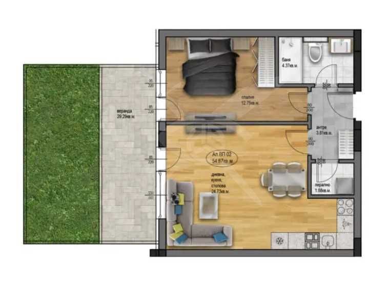 Двустаен апартамент в Пловдив, Остромила - 64 кв.м за 938 €/кв.м - Снимка #1