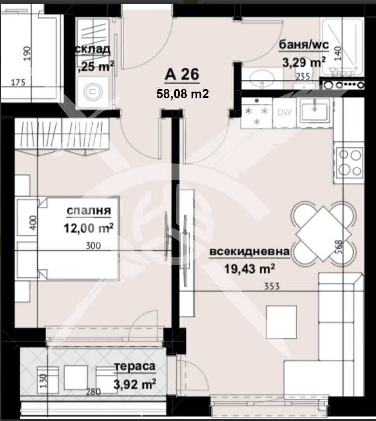 Двустаен апартамент в Бургас, Изгрев - 58 кв.м за 1173 €/кв.м - Снимка #1