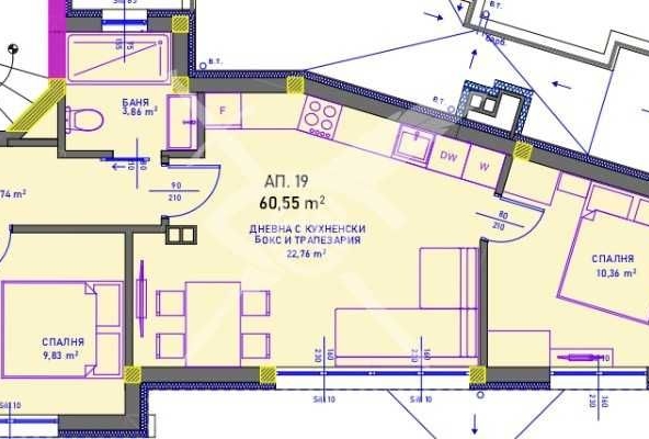 Тристаен апартамент в Бургас, Сарафово - 60 кв.м за 1524 €/кв.м - Снимка #1
