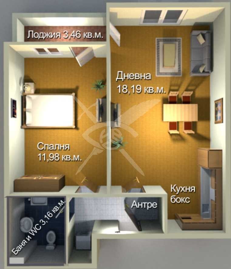 Двустаен апартамент в Бургас, Меден рудник - зона А - 57 кв.м за 1027 €/кв.м - Снимка #1