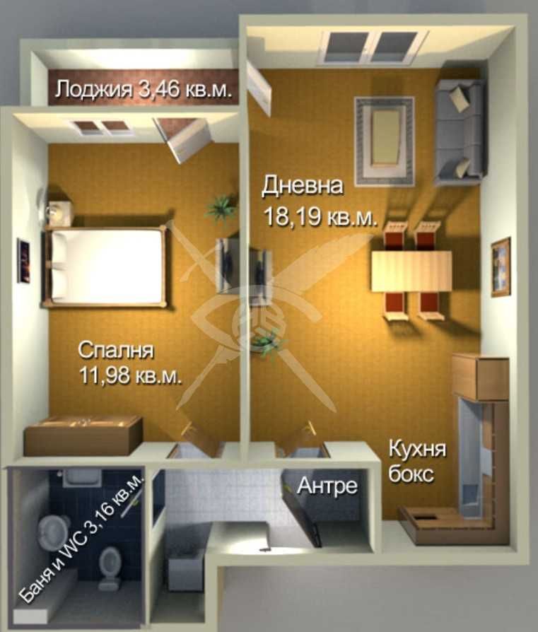 Двустаен апартамент в Бургас, Меден рудник - зона А - 58 кв.м за 1060 €/кв.м - Снимка #1