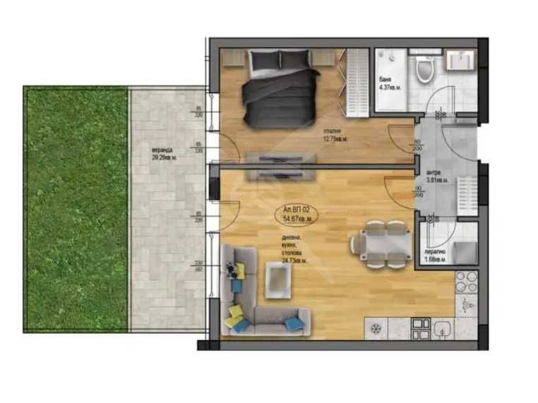 Двустаен апартамент в Пловдив, Остромила - 64 кв.м за 478 €/кв.м - Снимка #1