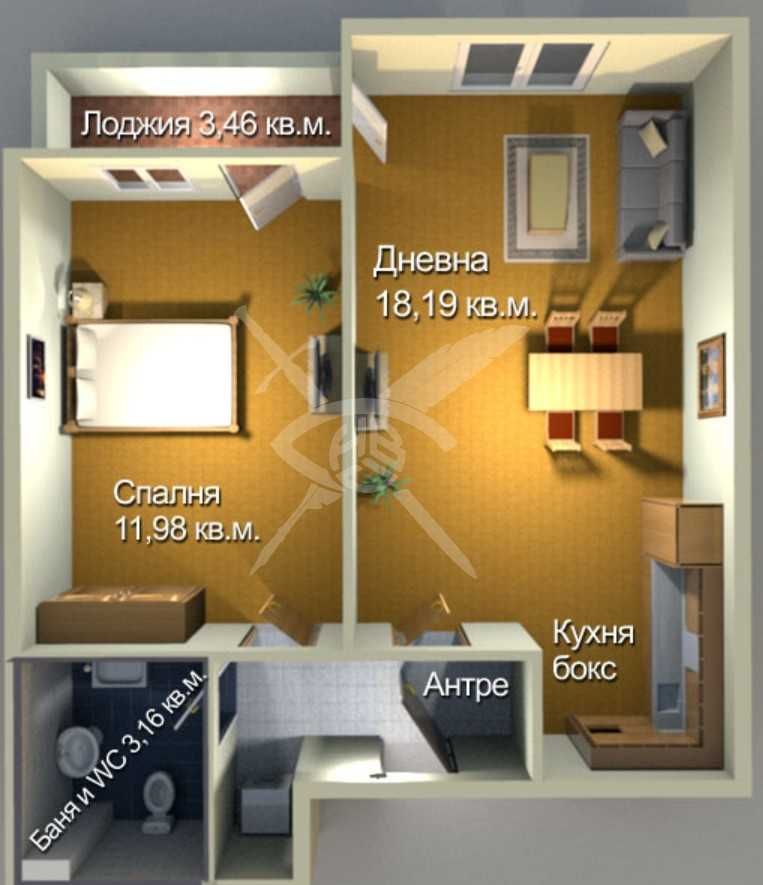 Двустаен апартамент в Бургас, Меден рудник - зона А - 57 кв.м за 1079 €/кв.м - Снимка #1