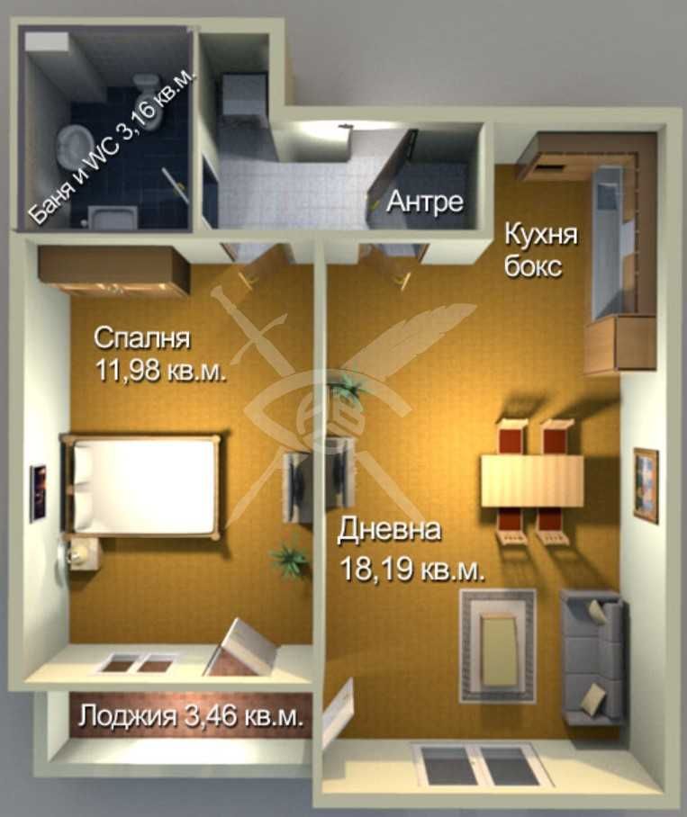 Двустаен апартамент в Бургас, Меден рудник - зона А - 58 кв.м за 1076 €/кв.м - Снимка #1