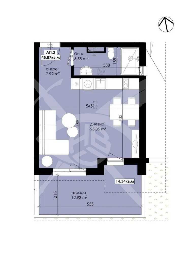 Едностаен апартамент в Созопол - 62 кв.м за 657 €/кв.м - Снимка #1