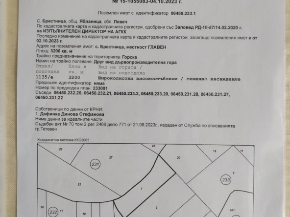 Парцел в с. Голяма Брестница, Област Ловеч - 3200 кв.м за 0 €/кв.м - Снимка #1