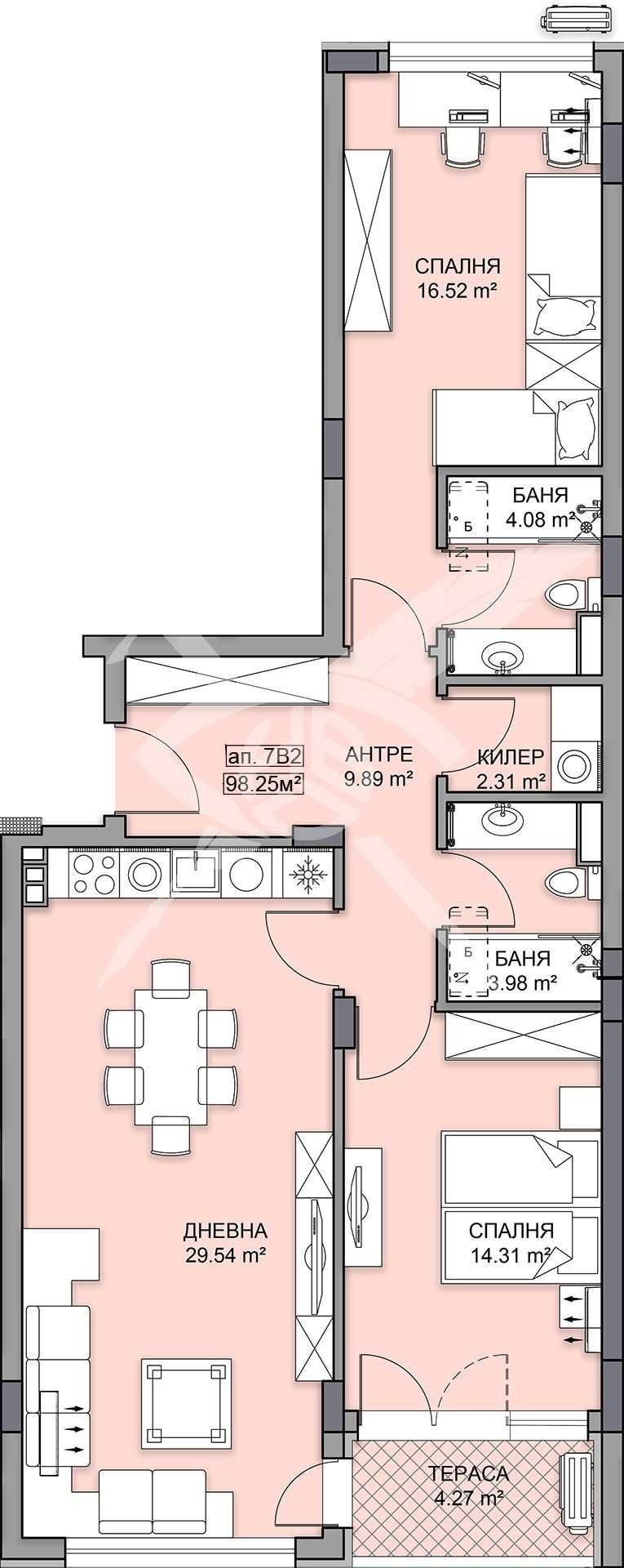 Тристаен апартамент в Пловдив, Кършияка - 116 кв.м за 1214 €/кв.м - Снимка #1