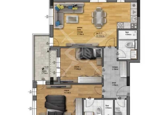 Тристаен апартамент в Пловдив, Остромила - 110 кв.м за 476 €/кв.м - Снимка #1