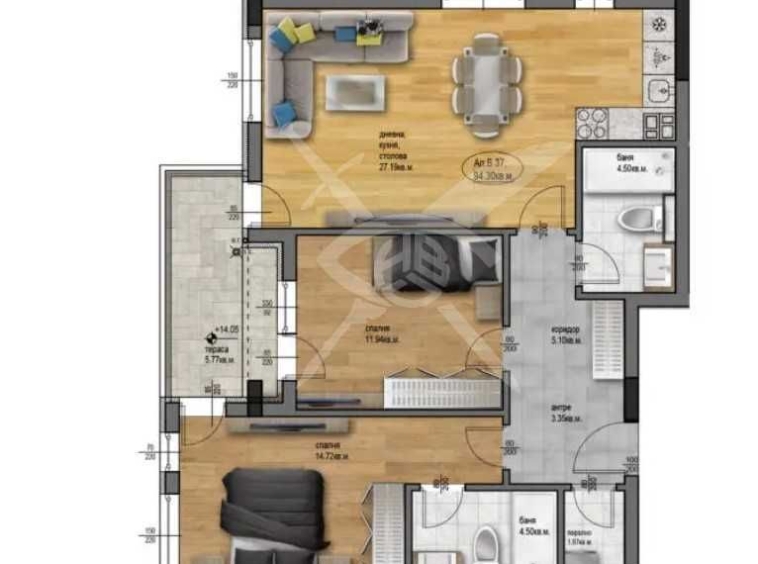 Тристаен апартамент в Пловдив, Остромила - 110 кв.м за 476 €/кв.м - Снимка #1