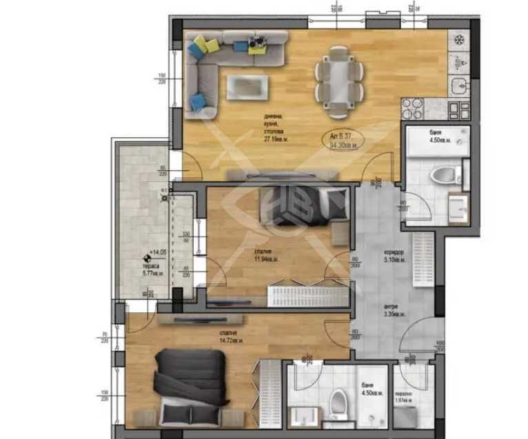Тристаен апартамент в Пловдив, Остромила - 110 кв.м за 476 €/кв.м - Снимка #1
