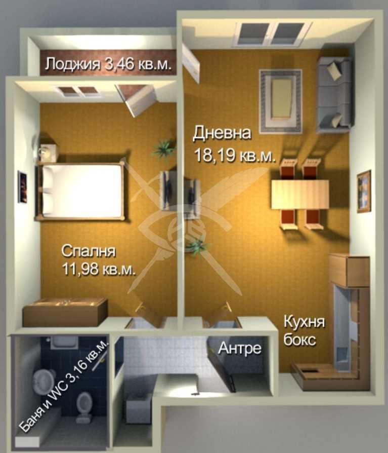 Двустаен апартамент в Бургас, Меден рудник - зона А - 57 кв.м за 1079 €/кв.м - Снимка #1