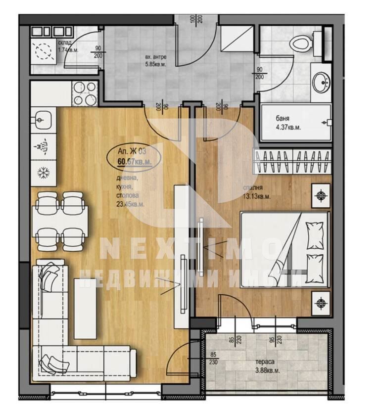 Двустаен апартамент в Пловдив, Христо Смирненски - 72 кв.м за 1376 €/кв.м - Снимка #1