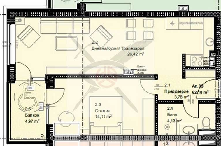 Двустаен апартамент в София, Овча купел - 74 кв.м за 1806 €/кв.м - Снимка #1