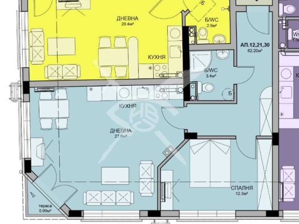 Двустаен апартамент в Бургас, Меден рудник - зона А - 62 кв.м за 492 €/кв.м - Снимка #1