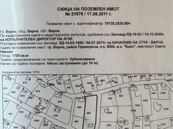 Парцел в Варна, м-т Акчелар - 1708 кв.м за 224 €/кв.м - Снимка #1