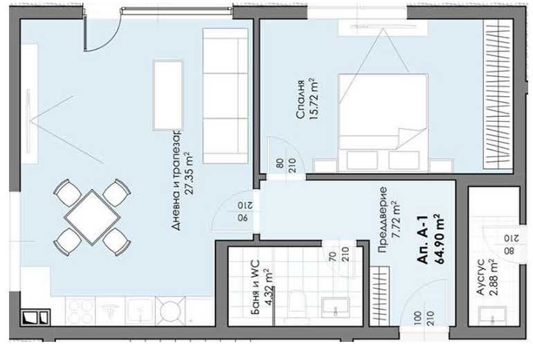 Двустаен апартамент в Пловдив, Христо Смирненски - 82 кв.м за 903 €/кв.м - Снимка #1