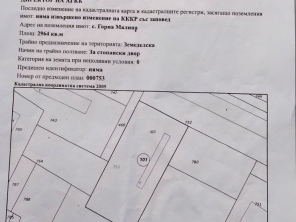 Парцел в с. Горна Малина, Област София-област - 2964 кв.м за 19 €/кв.м - Снимка #1