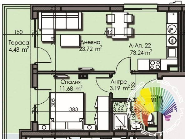 Двустаен апартамент в Бургас, Изгрев - 69 кв.м за 1104 €/кв.м - Снимка #1