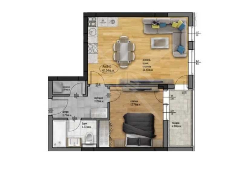 Двустаен апартамент в Пловдив, Остромила - 71 кв.м за 984 €/кв.м - Снимка #1